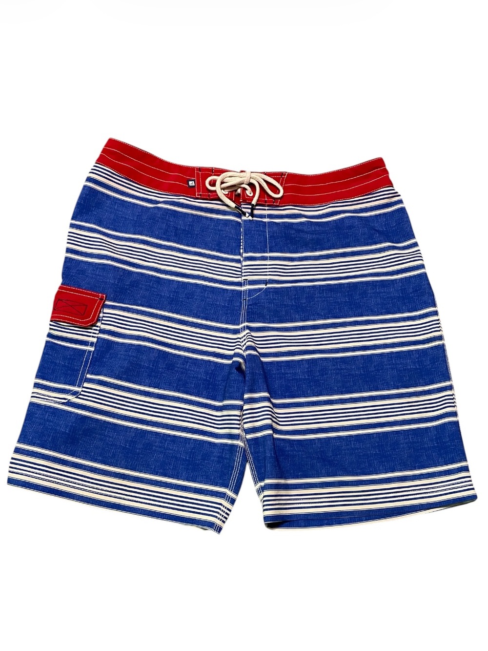 Men's Sperry Topsider Boardshorts Size 34 Unlined Nautical Red White Blue Trunks